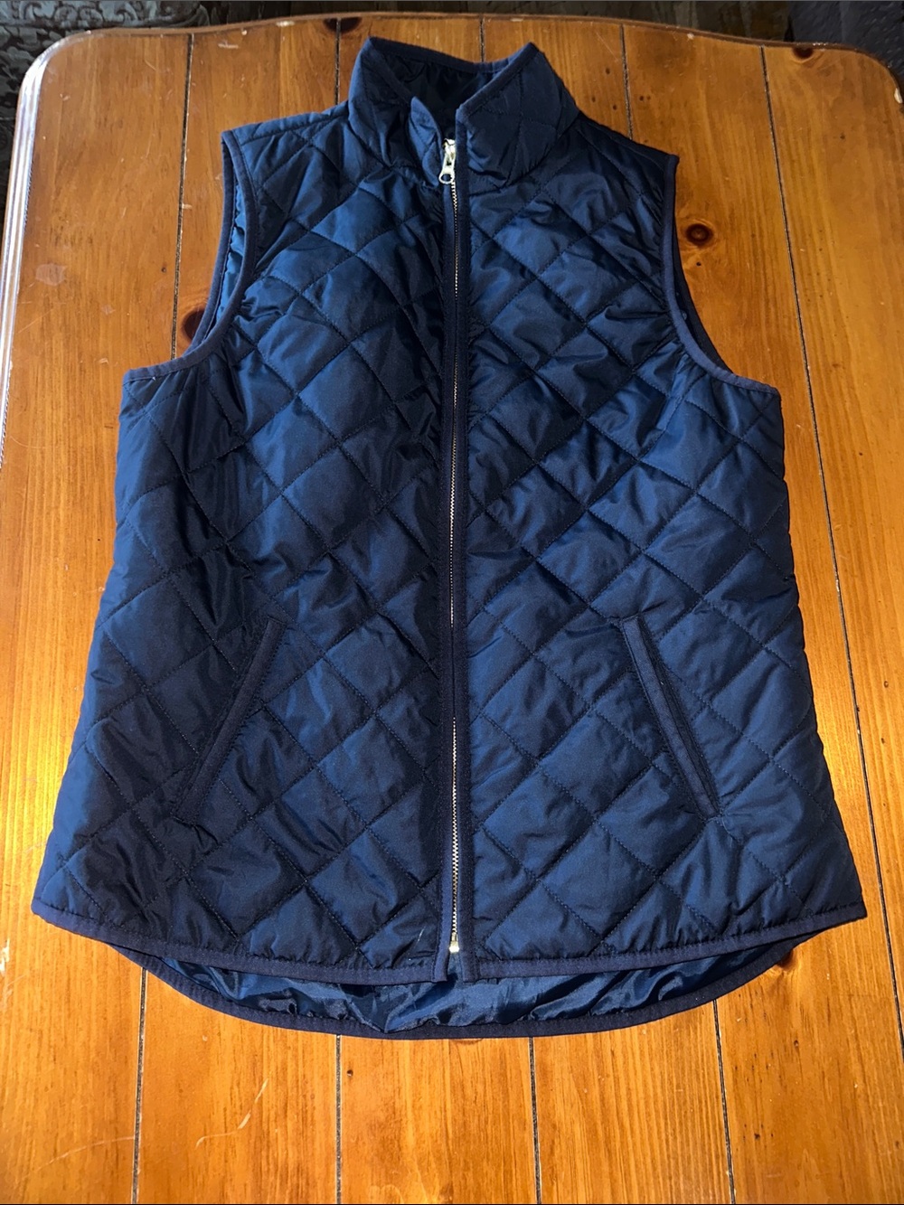 Old Navy Navy Quilted Sleeveless Vest with Zip